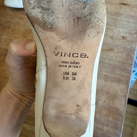 Vince - white leather heeled bootie with zipper - Picture 5 of 5